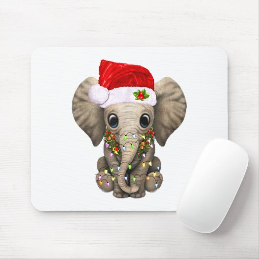 Cute Elephant Christmas Light Funny Elephant Lover マウスパッド (マウス)