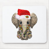 Cute Elephant Christmas Light Funny Elephant Lover マウスパッド (正面)