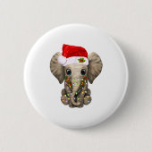 Cute Elephant Christmas Light Funny Elephant Lover 缶バッジ (正面)
