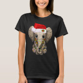 Cute Elephant Christmas Light Funny Elephant Lover Tシャツ (正面)