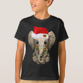 Cute Elephant Christmas Light Funny Elephant Lover Tシャツ (正面)