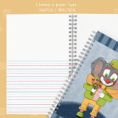 Cute Elephant Clown Kid Spiral Notebook with Name ノートブック