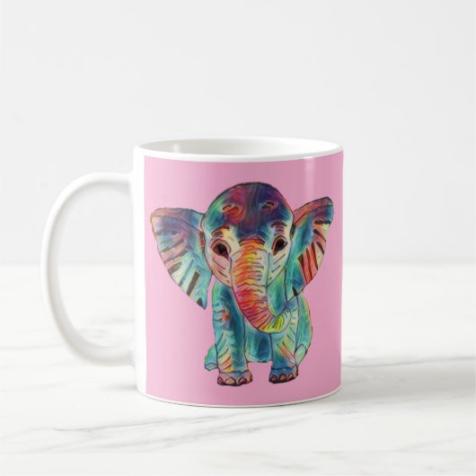 Cute Elephant Colourful Mug コーヒーマグカップ (左)