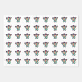 Cute Elephant Colourful Wrapping paper Sheet ラッピングペーパーシート (正面3)