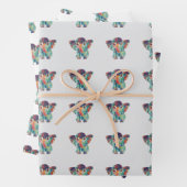 Cute Elephant Colourful Wrapping paper Sheet ラッピングペーパーシート (インサイチュ)