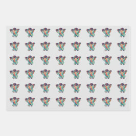 Cute Elephant Colourful Wrapping paper Sheet ラッピングペーパーシート
