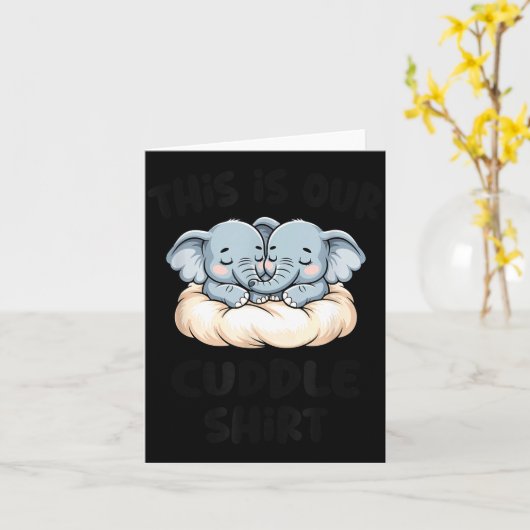 Cute Elephant Couple This Is Our Cuddle  カード (黄色い花)