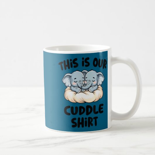 Cute Elephant Couple This Is Our Cuddle コーヒーマグカップ (右)