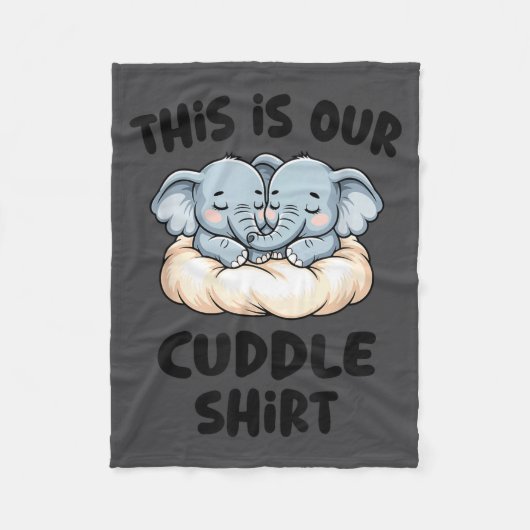 Cute Elephant Couple This Is Our Cuddle  フリースブランケット (正面)