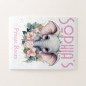 Cute Elephant Floral Puzzles  ジグソーパズル (横)