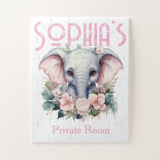 Cute Elephant Floral Puzzles  ジグソーパズル (縦)