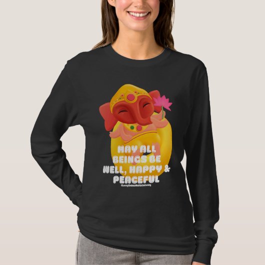 Cute Elephant Ganesha Peace Lotus Loving Kindness  Tシャツ (正面)