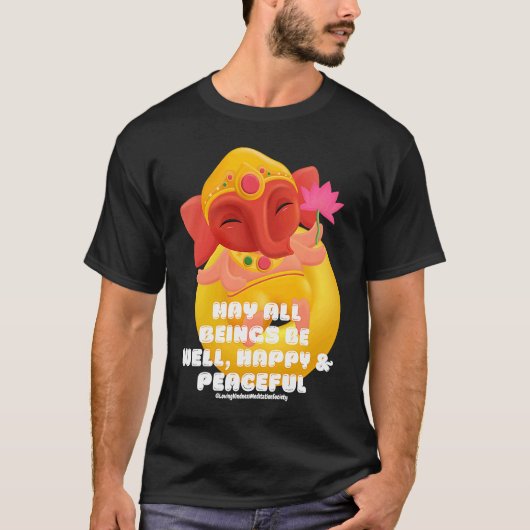 Cute Elephant Ganesha Peace Lotus Loving Kindness  Tシャツ (正面)