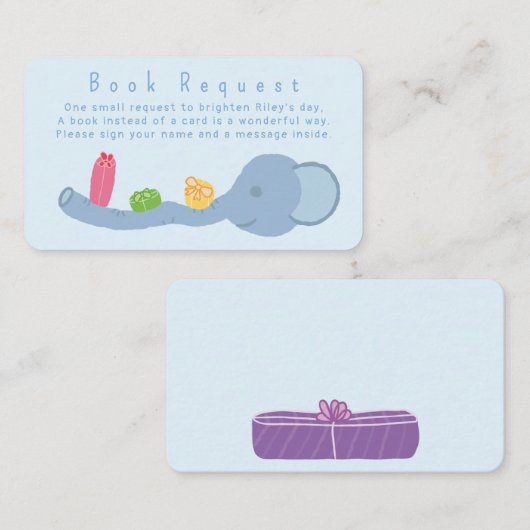 Cute Elephant & Gifts "Book Request" Enclosure Car エンクロージャーカード (正面/裏面)