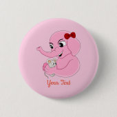 Cute elephant girl cartoon button 缶バッジ (正面)