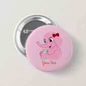 Cute elephant girl cartoon button 缶バッジ (正面&裏面)