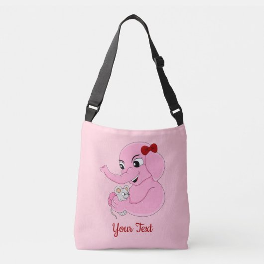 Cute elephant girl cartoon crossbody bag クロスボディバッグ (正面)