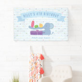 Cute Elephant Holding Gifts Birthday Banner 横断幕 (インサイチュ)