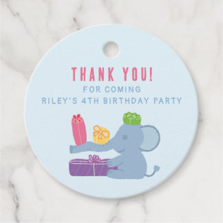 Cute Elephant Holding Gifts Party Favor Tags フェイバータグ