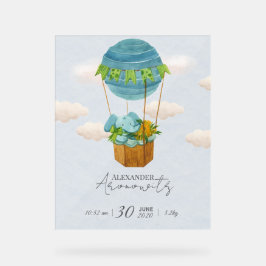 Cute Elephant Hot Air Balloon Baby Birth Announcem アクリルサイン