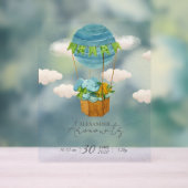 Cute Elephant Hot Air Balloon Baby Birth Announcem アクリルサイン (ニュートラル)