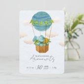 Cute Elephant Hot Air Balloon Baby Birth Announcem 招待状 (スタンド正面)