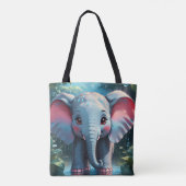 Cute Elephant in the Rain トートバッグ (裏面)