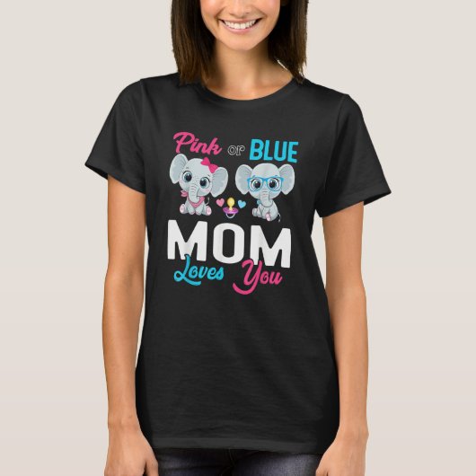 Cute Elephant Keeper Of The Gender Mom Loves You R Tシャツ (正面)