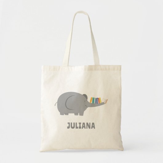 Cute Elephant Library Tote Bag トートバッグ (正面)