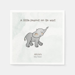 Cute Elephant Little Peanut On its Way Baby Shower スタンダードカクテルナプキン