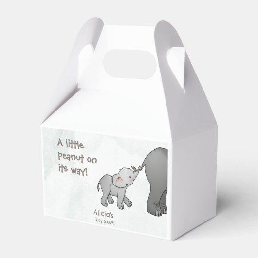 Cute Elephant Little Peanut On its Way Baby Shower フェイバーボックス (正面サイド)