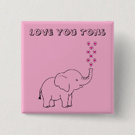 Cute Elephant Love You Tons Pink 缶バッジ