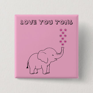 Cute Elephant Love You Tons Pink 缶バッジ