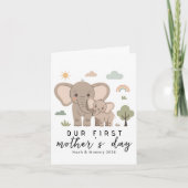 Cute Elephant Mom Baby First Mothers Day Art カード (正面)