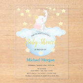 Cute Elephant Moon Stars Acrylic Invitation アクリル招待状 (正面)