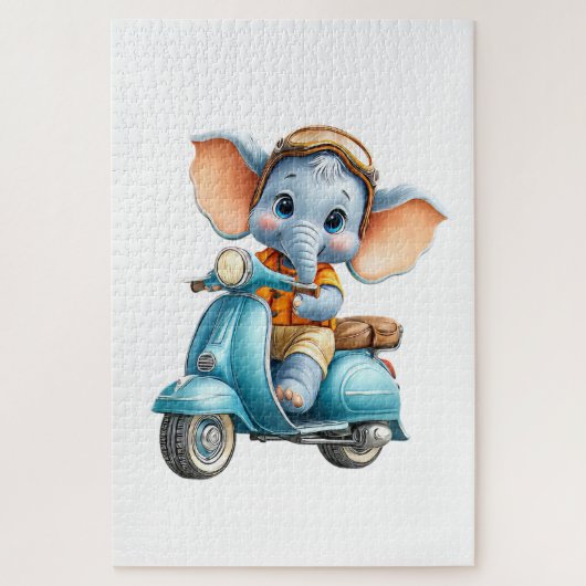 Cute Elephant on a Scooter Puzzles ジグソーパズル (縦)