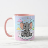 Cute Elephant on Cloud - I'm Ele-Fun-t Pun マグカップ (左)