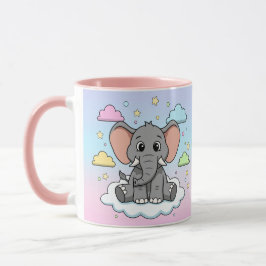Cute Elephant on Cloud - I'm Ele-Fun-t Pun マグカップ