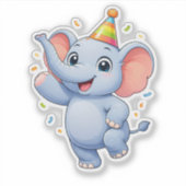 Cute Elephant Party Custom-Cut Vinyl Sticker シール (正面)