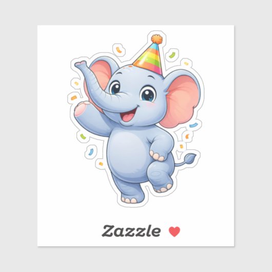 Cute Elephant Party Custom-Cut Vinyl Sticker シール (シート)