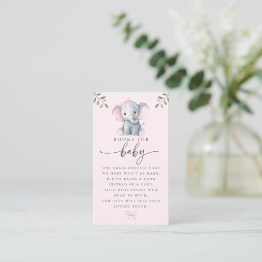 Cute Elephant Pink Books for Baby Card 名刺 (スタンド正面)