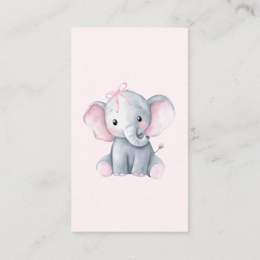 Cute Elephant Pink Books for Baby Card 名刺 (裏面)