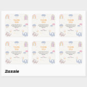 Cute Elephant Rainbow Girls Baby Shower Thank You  スクエアシール (シート)