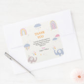 Cute Elephant Rainbow Girls Baby Shower Thank You  スクエアシール (封筒)