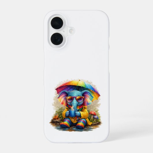 Cute Elephant Rainbow iPhone 16 Case 16ケース (裏面)
