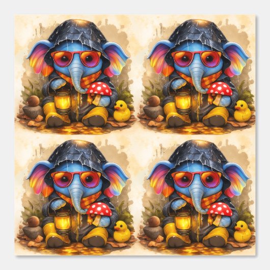 Cute Elephant Raincoat Pattern Wallpaper 壁紙 (正面)