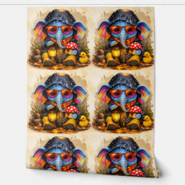 Cute Elephant Raincoat Pattern Wallpaper 壁紙