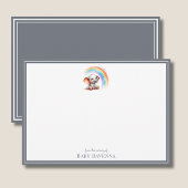Cute Elephant Slate Gray Chic Nursery Note Card ノートカード