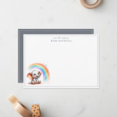 Cute Elephant Slate Gray Chic Nursery Thank You  ノートカード (正面/裏面インサイチュ)