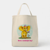 Cute Elephant Tote Bag – “Have a Wonderful Day!” トートバッグ (裏面)